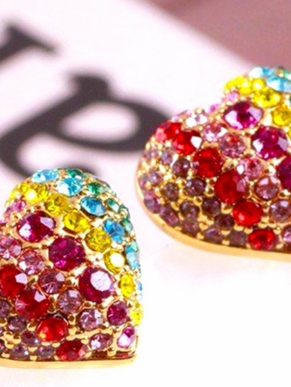 Brand new kate spade over the rainbow Multicolor Crystal Heart Stud Earrings